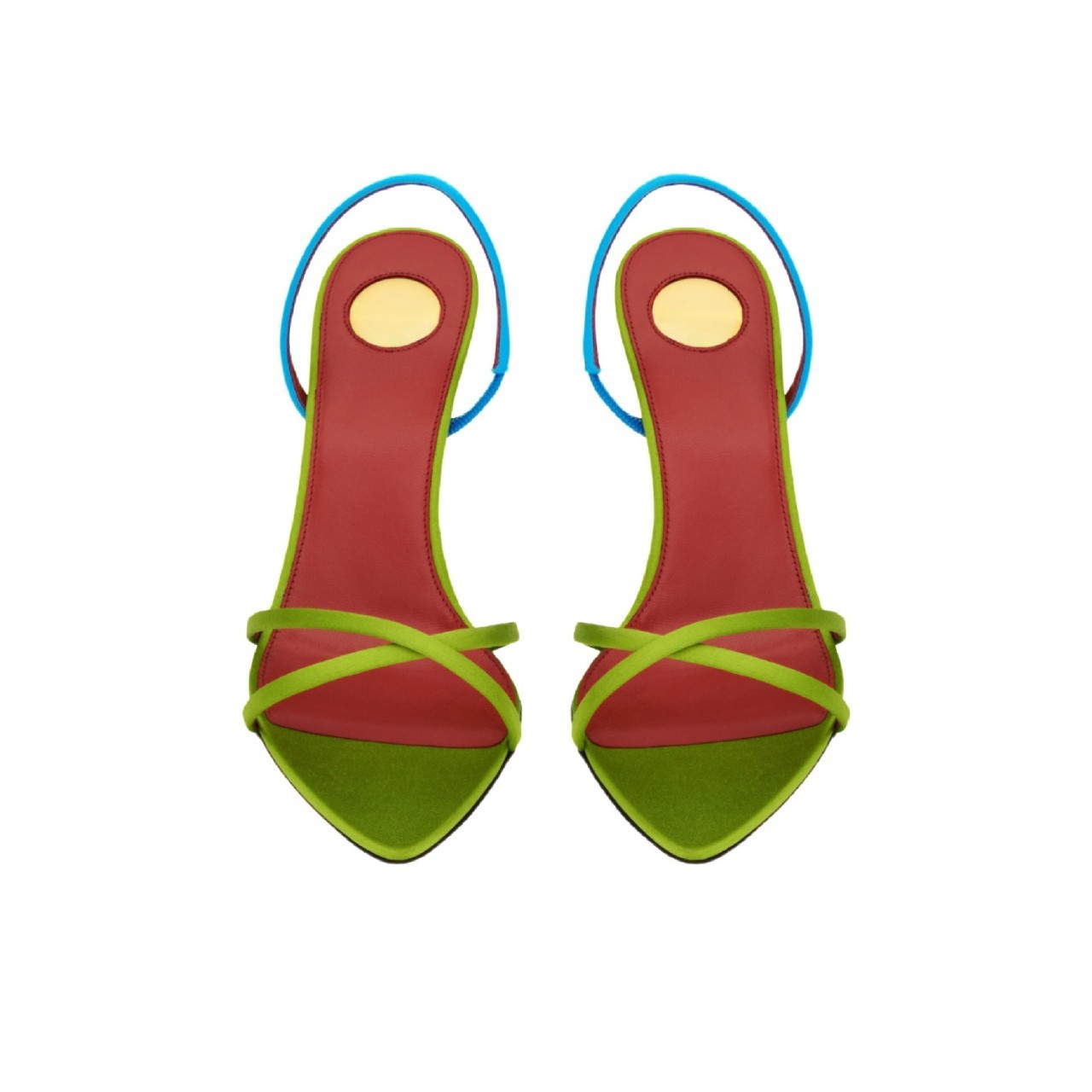 レディース カラーブロック サテン クリスクロスストラップ  - Platform Mule Heel のレビューと価格