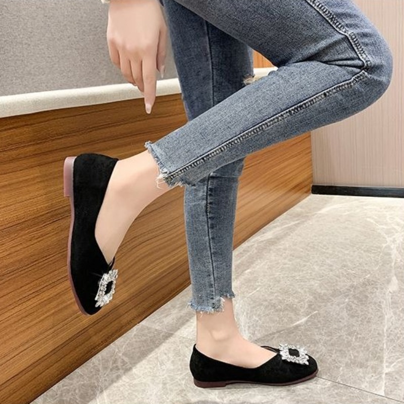 春秋ワイド幅フラットシューズ 35-42 スクエアトゥ ロー - Women'S Shoes In Wide Width のレビューと価格