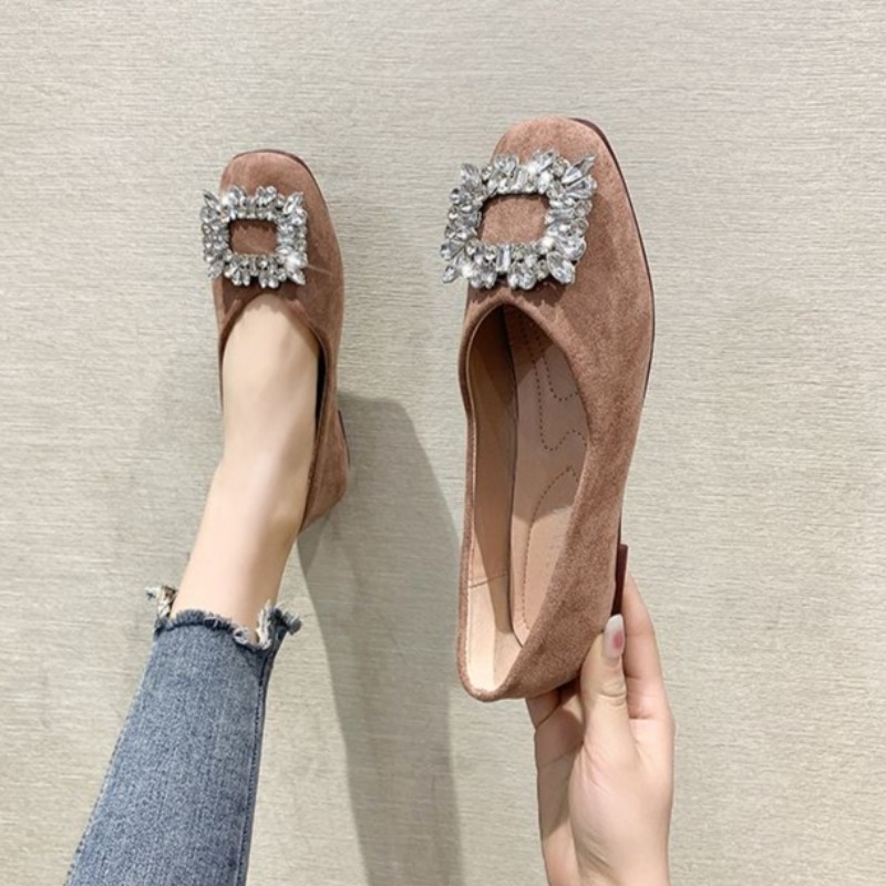 春秋ワイド幅フラットシューズ 35-42 スクエアトゥ ロー - Women'S Shoes In Wide Width のレビューと価格