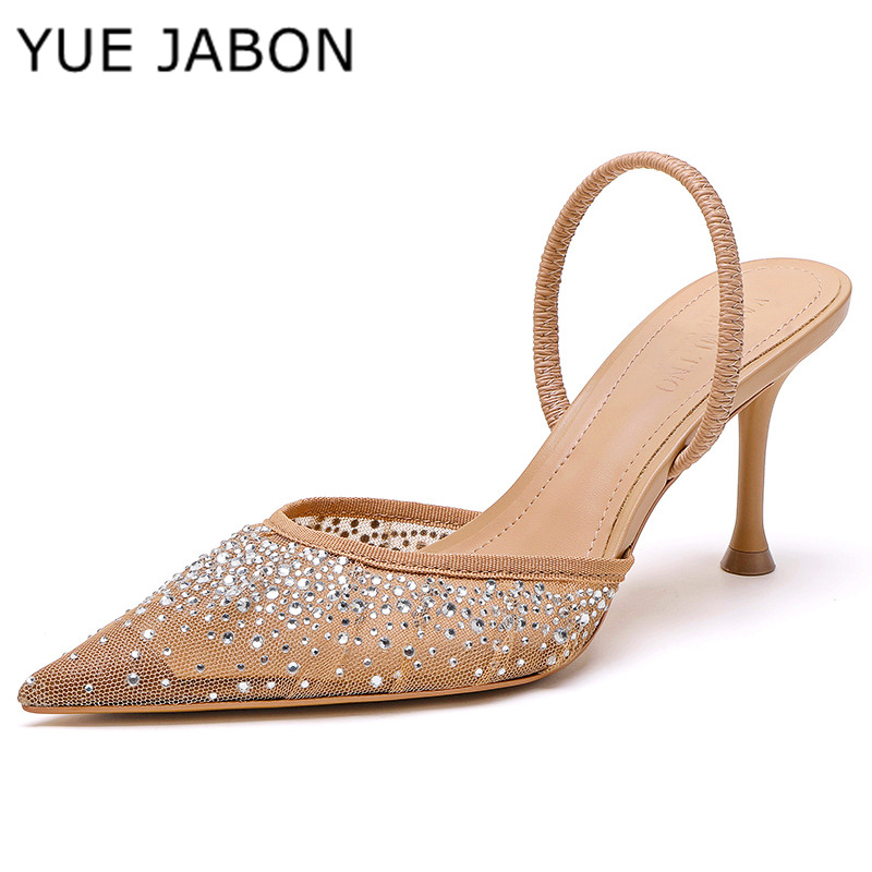 メッシュラインストーンハイヒールサンダル女性ファッションデザ - Women Shoes Ysl のレビューと価格