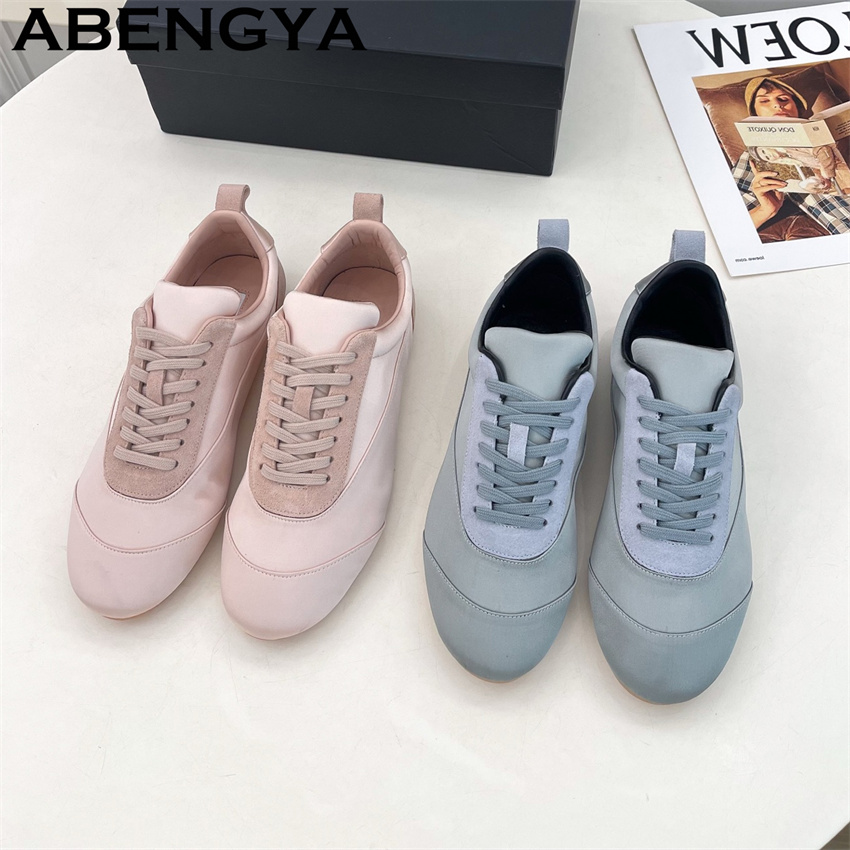 ピンクサテンラウンドトゥレースアップカジュアルシューズ女性の - Oxford Lace Up Women のレビューと価格
