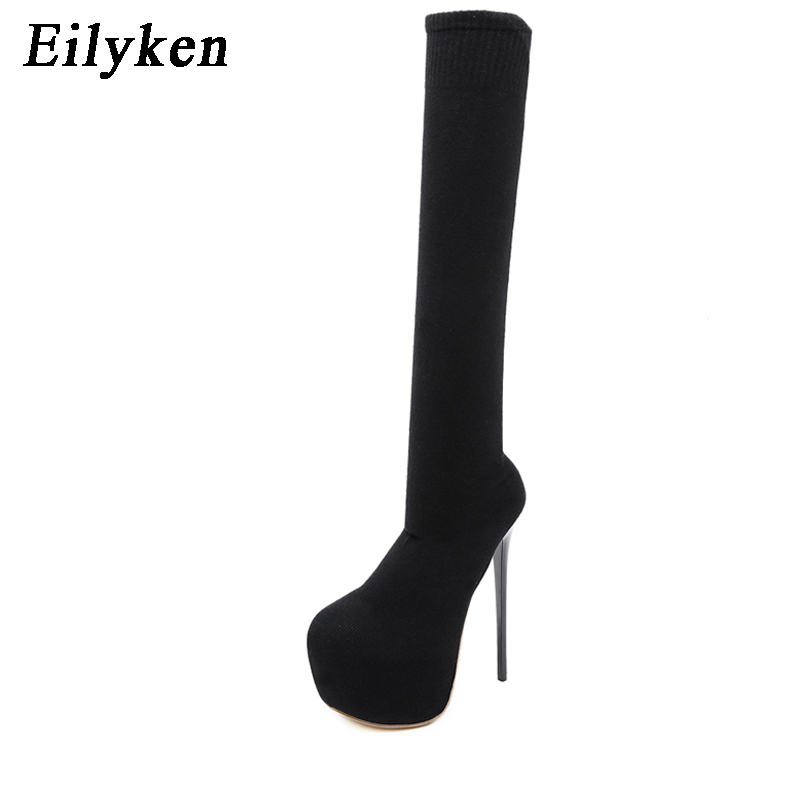 Eilyken-膝上ストレッチプラットフォーム生地,女性用ブ - Sock Boot Women のレビューと価格