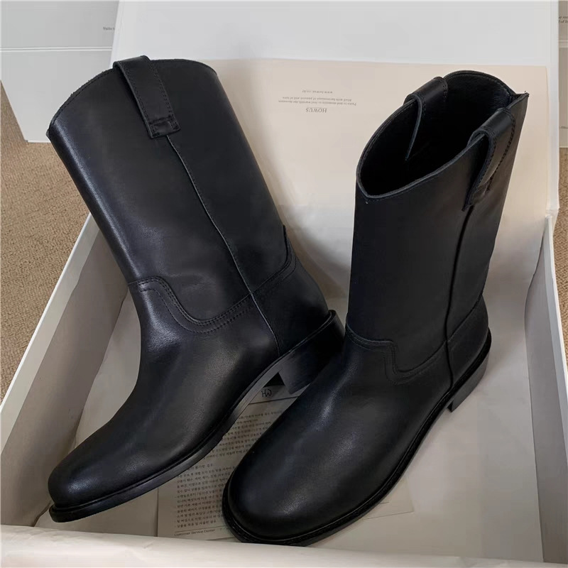 レトロなラウンドトゥ、フラットボトム、フロスト加工のソフトレ - Sock Boot Women のレビューと価格