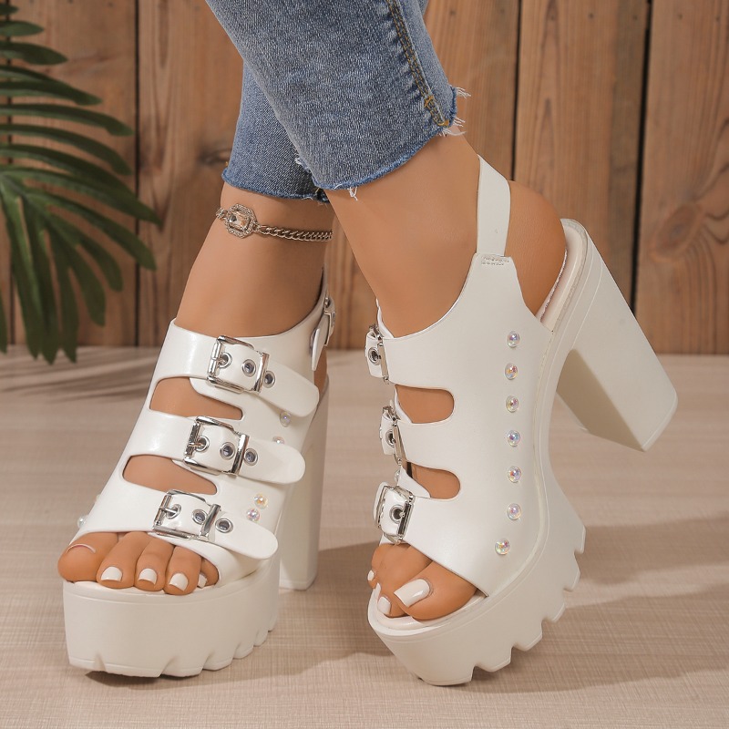 超ハイヒールサンダル 夏新作 ラウンドトゥ オープントゥ メ - Metallic Heel Sandal のレビューと価格
