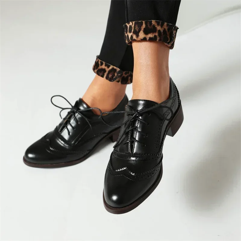 英国風フラットシューズ レディース オックスフォード ミドル - Oxford Lace Up Women のレビューと価格