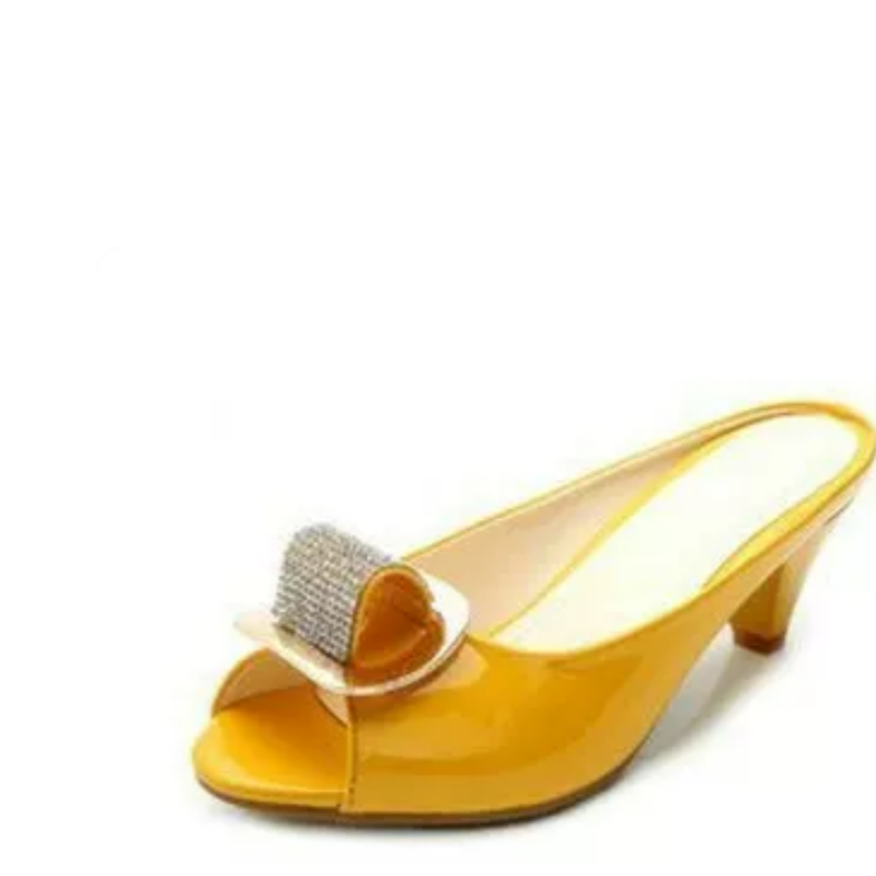 レディースサマーミュールシューズ ピープトゥ プルオンスリッ - Women'S Shoes Yellow のレビューと価格