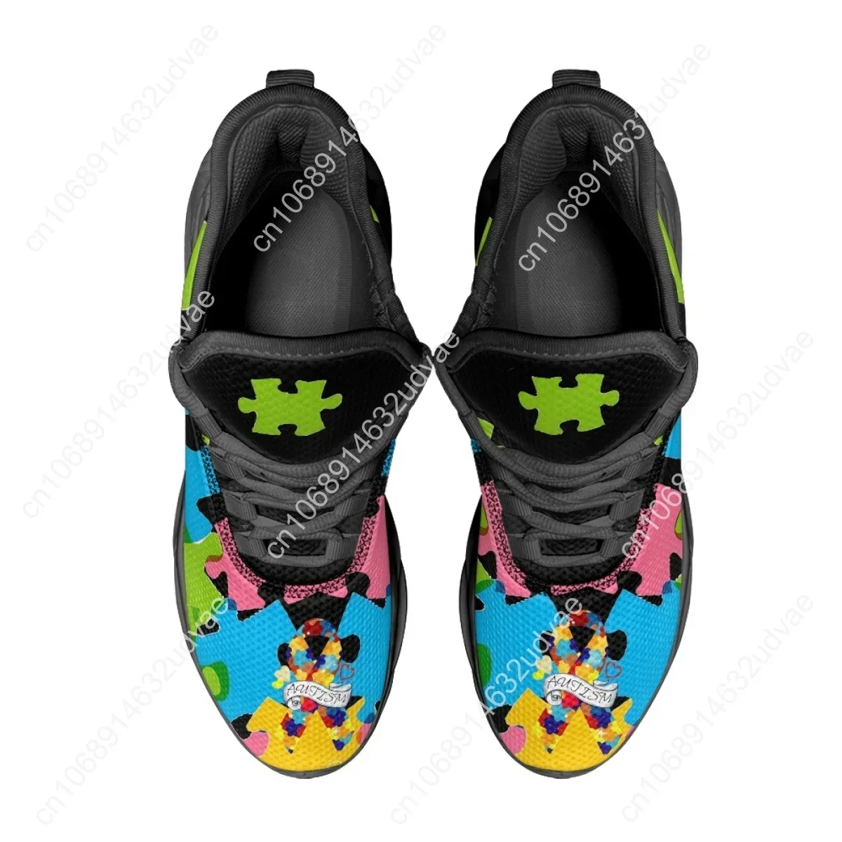 自閉症啓発スポーツランニングシューズカラーパズル耐久性のある - Women Shoes Running のレビューと価格