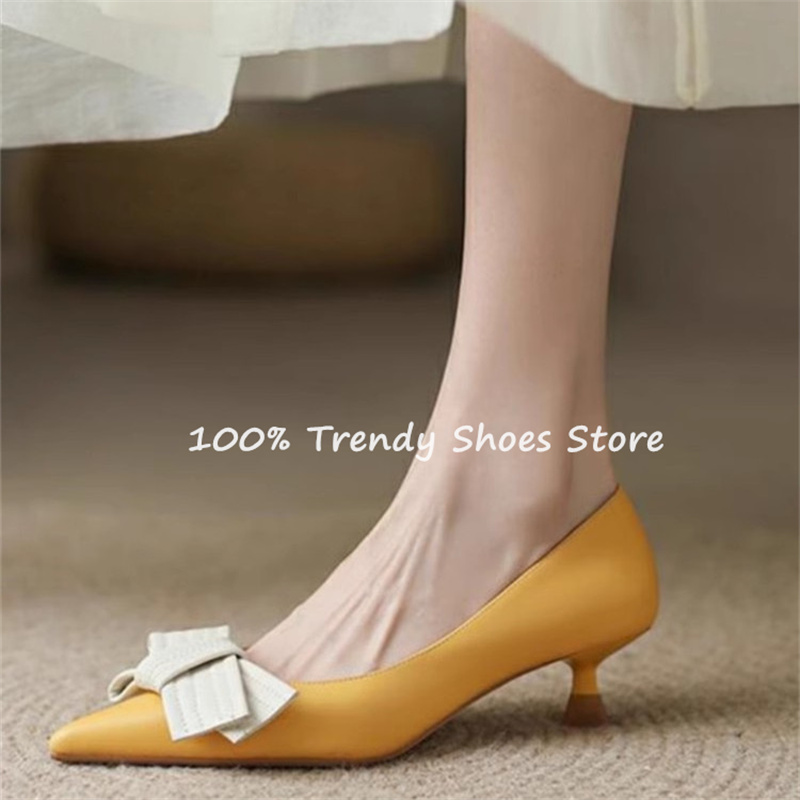 バタフライノット装飾女性スリッポンパンプスフレンチスタイルエ - Women Shoes Sandals のレビューと価格