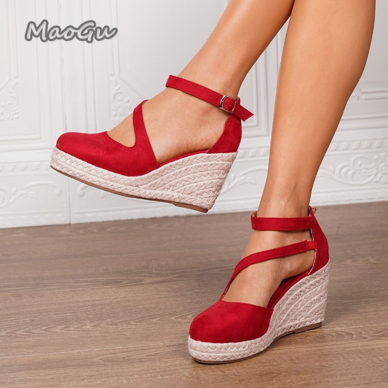 34-43サイズの女性用エスパドリーユウェッジサンダル、スエ - Espadrille Wedge Shoes のレビューと価格
