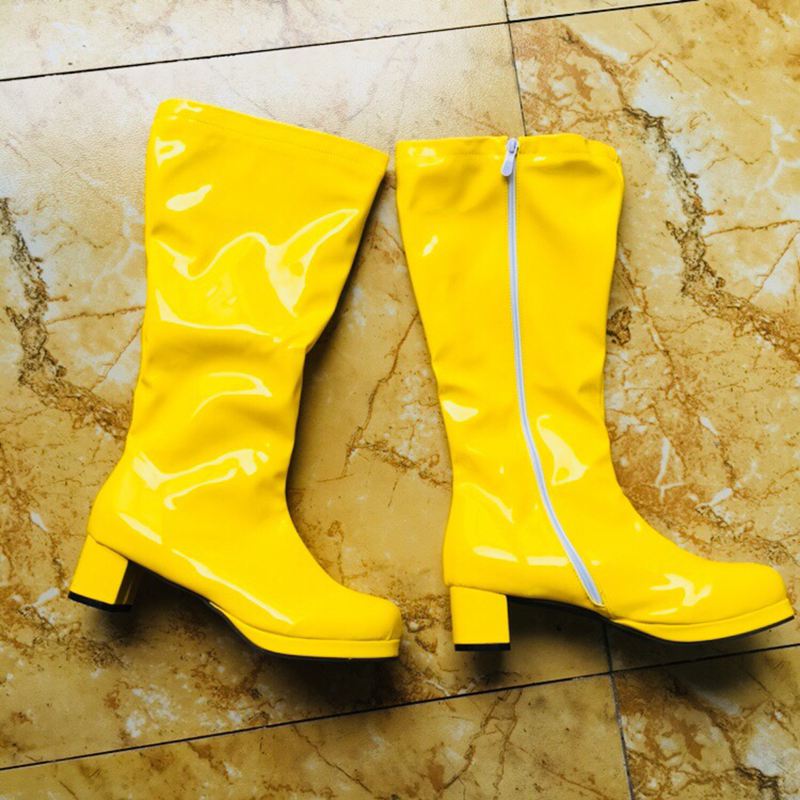 Reave cat-sweet-膝丈のPUブーツ,丸いつま先 - Women'S Shoes Yellow のレビューと価格