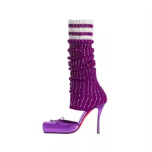 バタフライコンツスクエアトゥニーハイ女性サンダルソックスブー - Sock Boot Women のレビューと価格